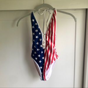 American Apparel American Flag One-Piece Swimsuit